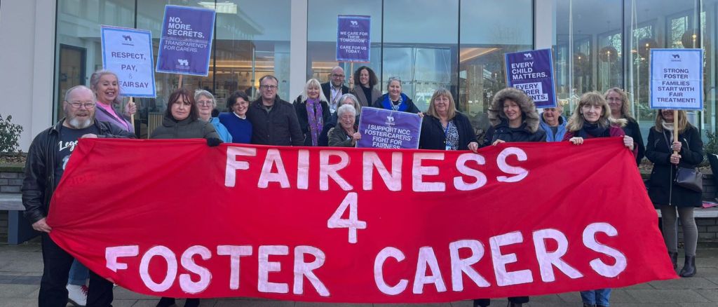 Kath Burn (second from left) campaigning with fellow foster carers